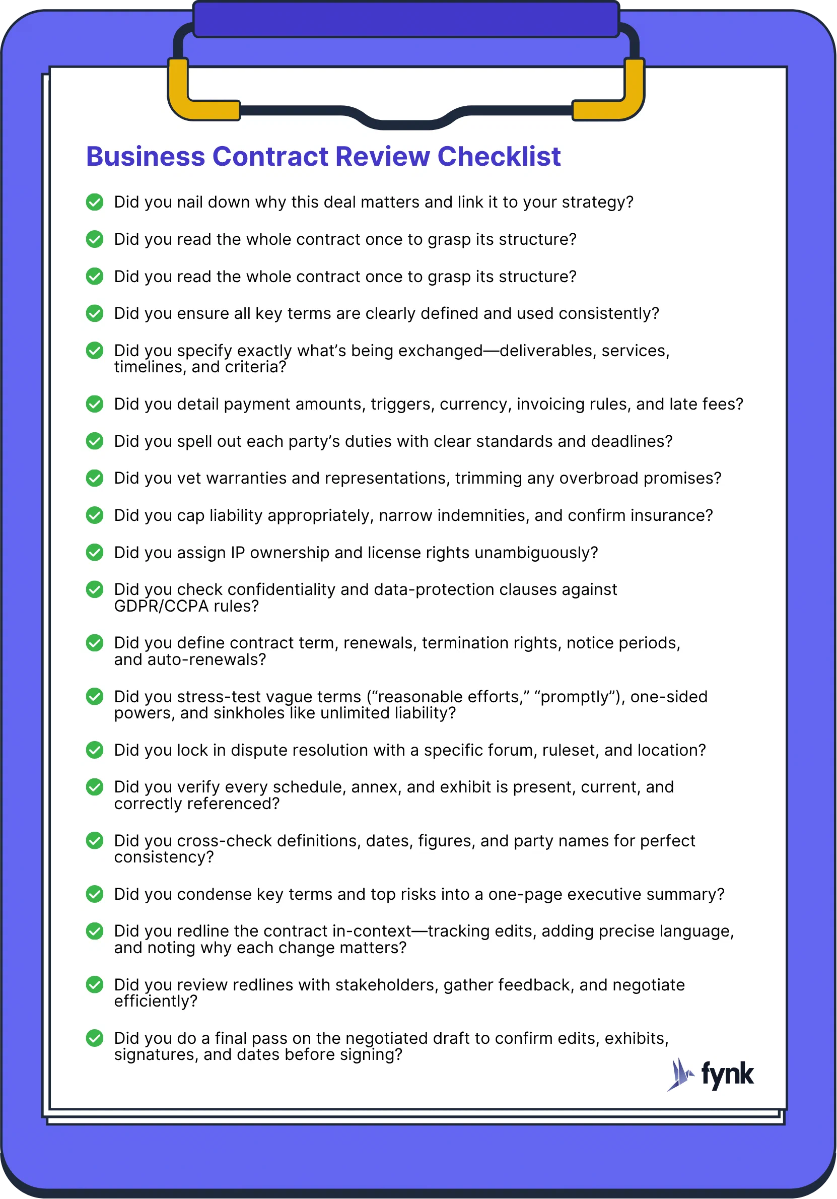 Business Contract Review Checklist