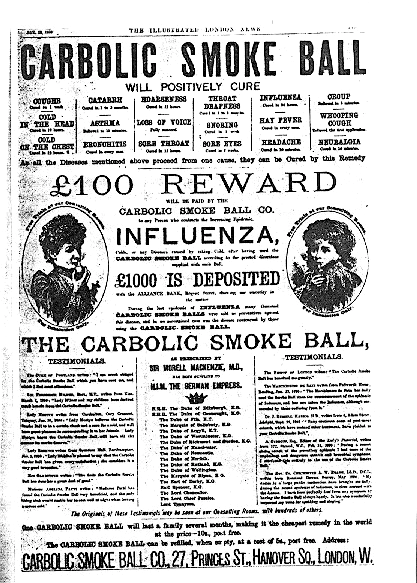 Anzeige der Belohnung durch Carbolic Smoke Ball Co