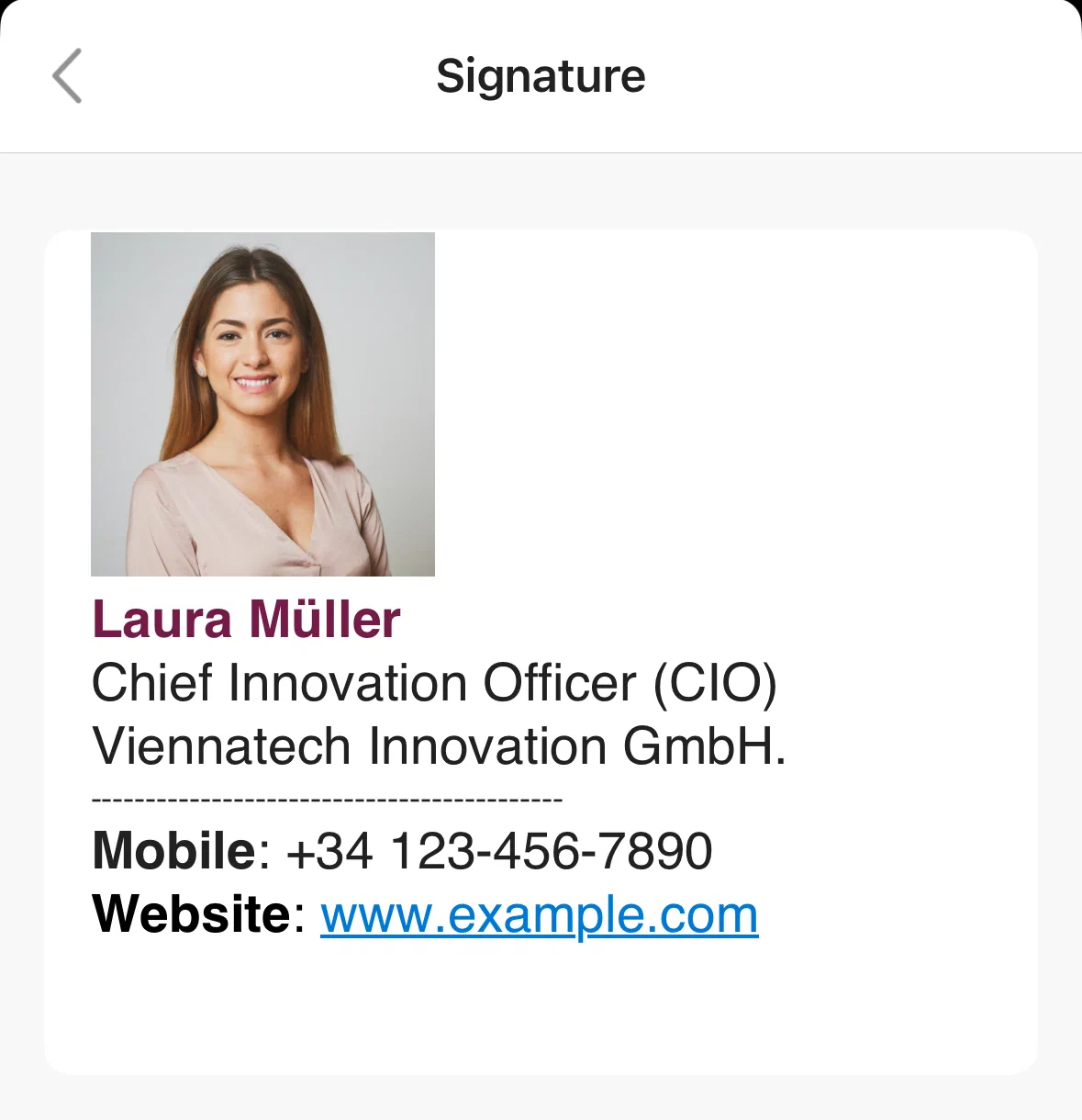 Email signature in the Outlook mobile app Email signature editor in the Outlook mobile app