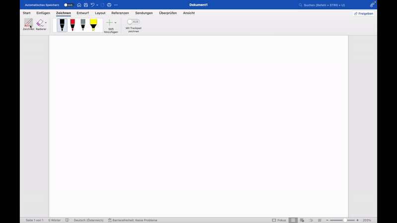Unterschrift in Word im Tab Zeichnen erstellen