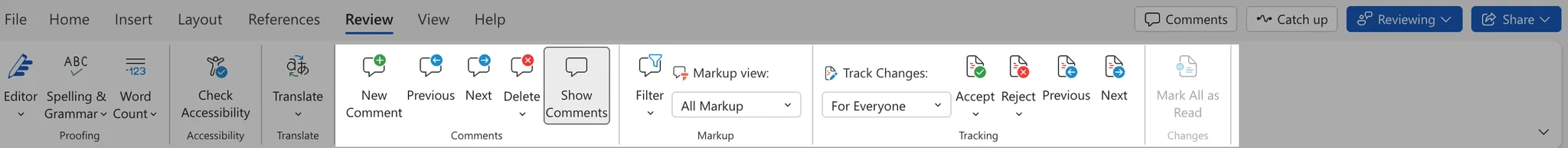 Überprüfen-Panel in MS Word in Microsoft 360