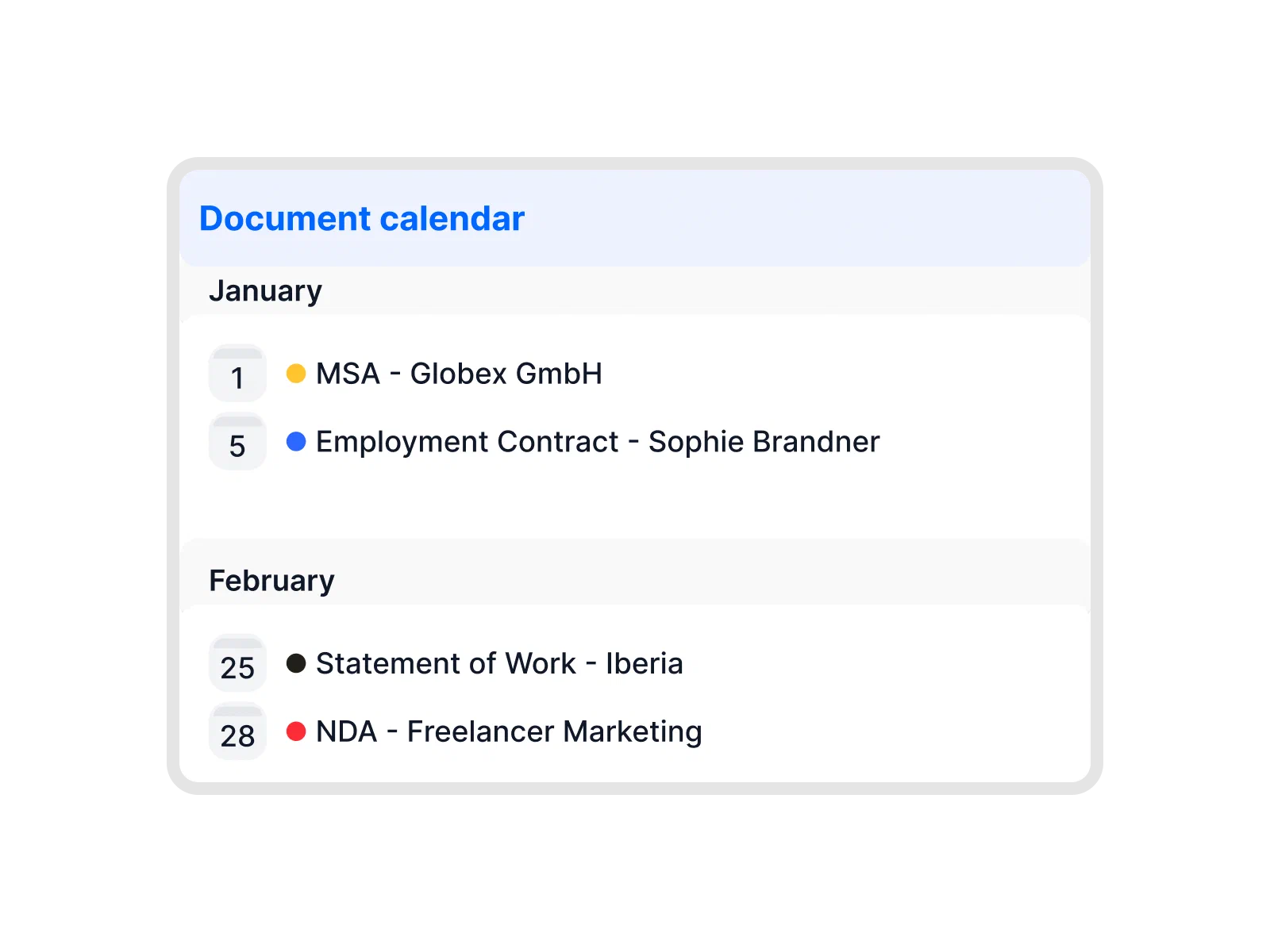 Document calendar
