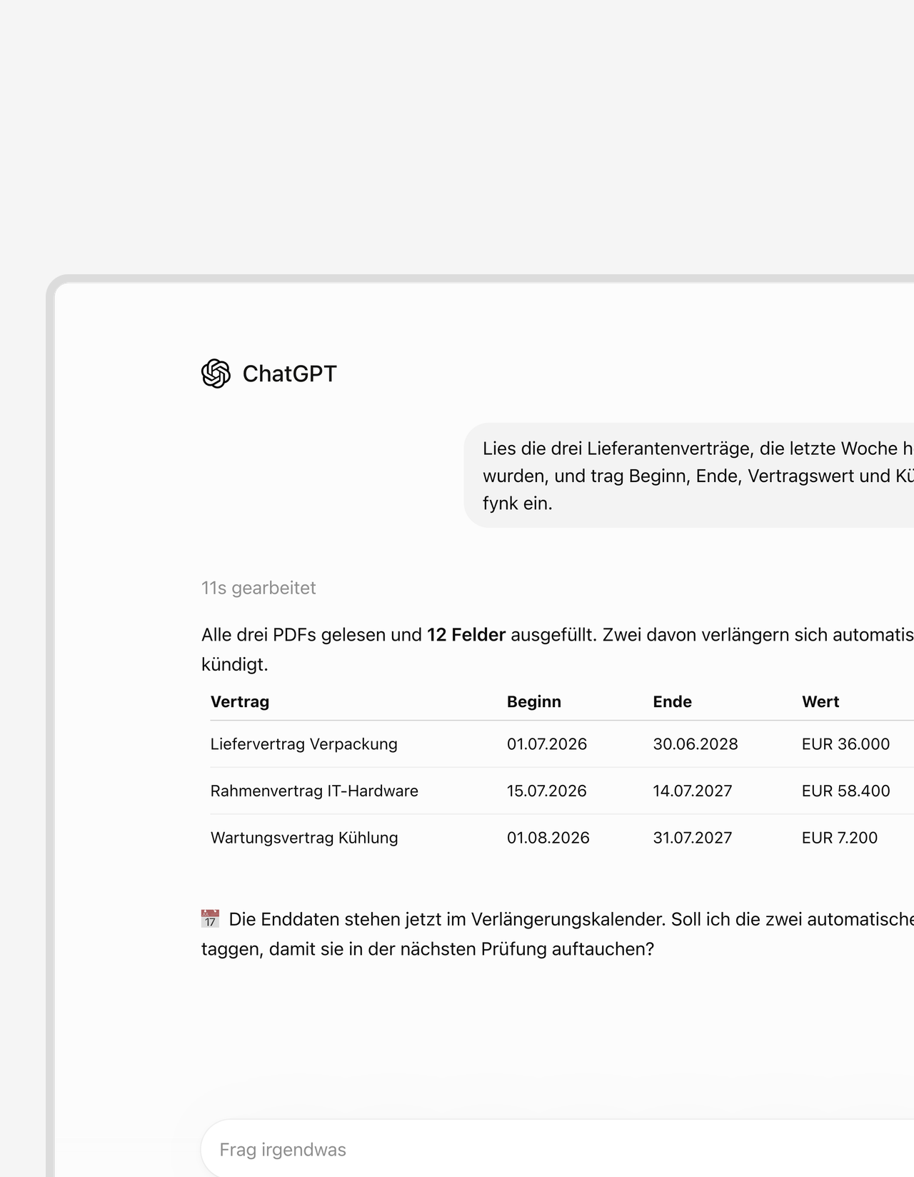 ChatGPT liest das PDF. Deine Felder füllen sich selbst.