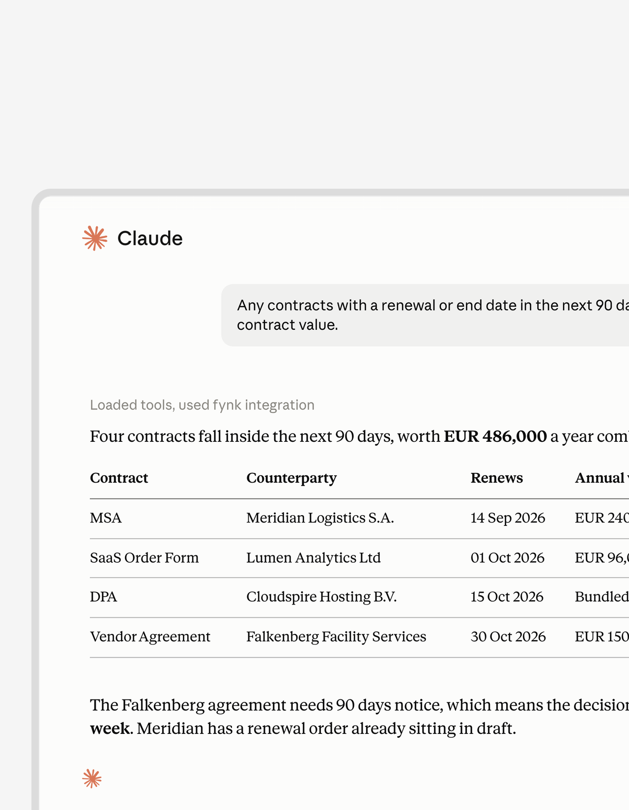 Ask what renews next quarter. Get dates, not PDFs.