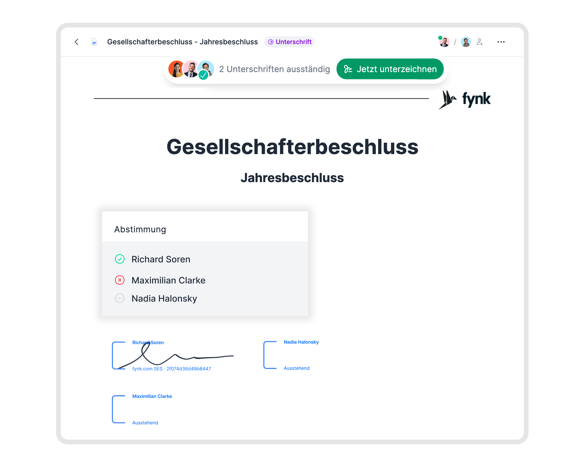 Digital abstimmen. Direkt im Dokument.