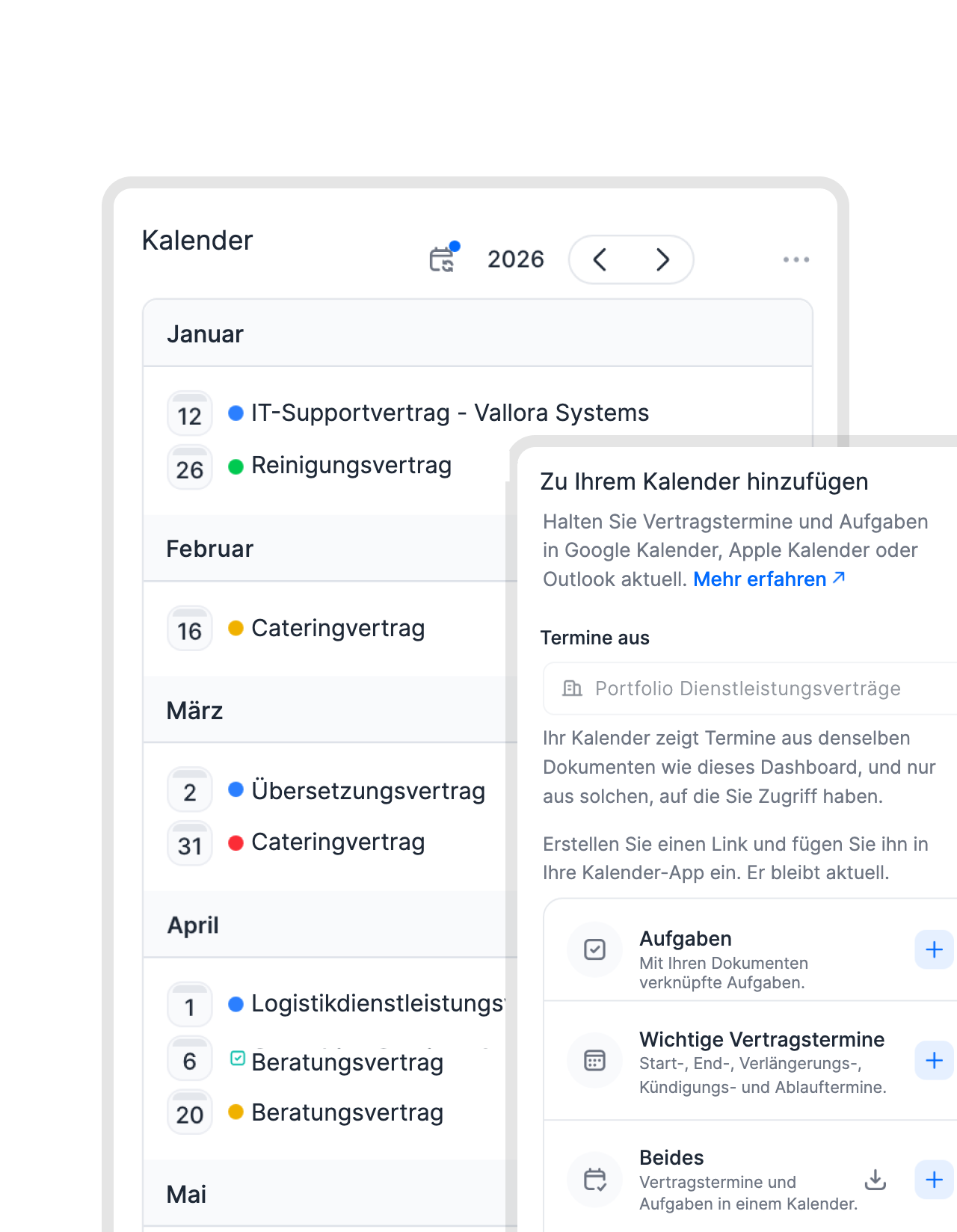 Sieh wichtige Termine in deinem Lieblingskalender.