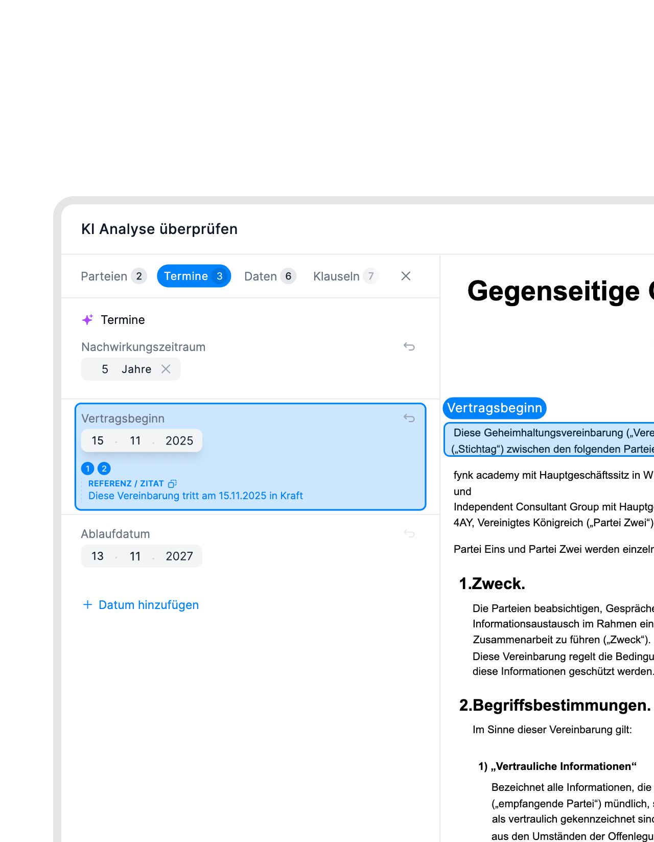 Hol die Daten aus deinen Verträgen heraus.