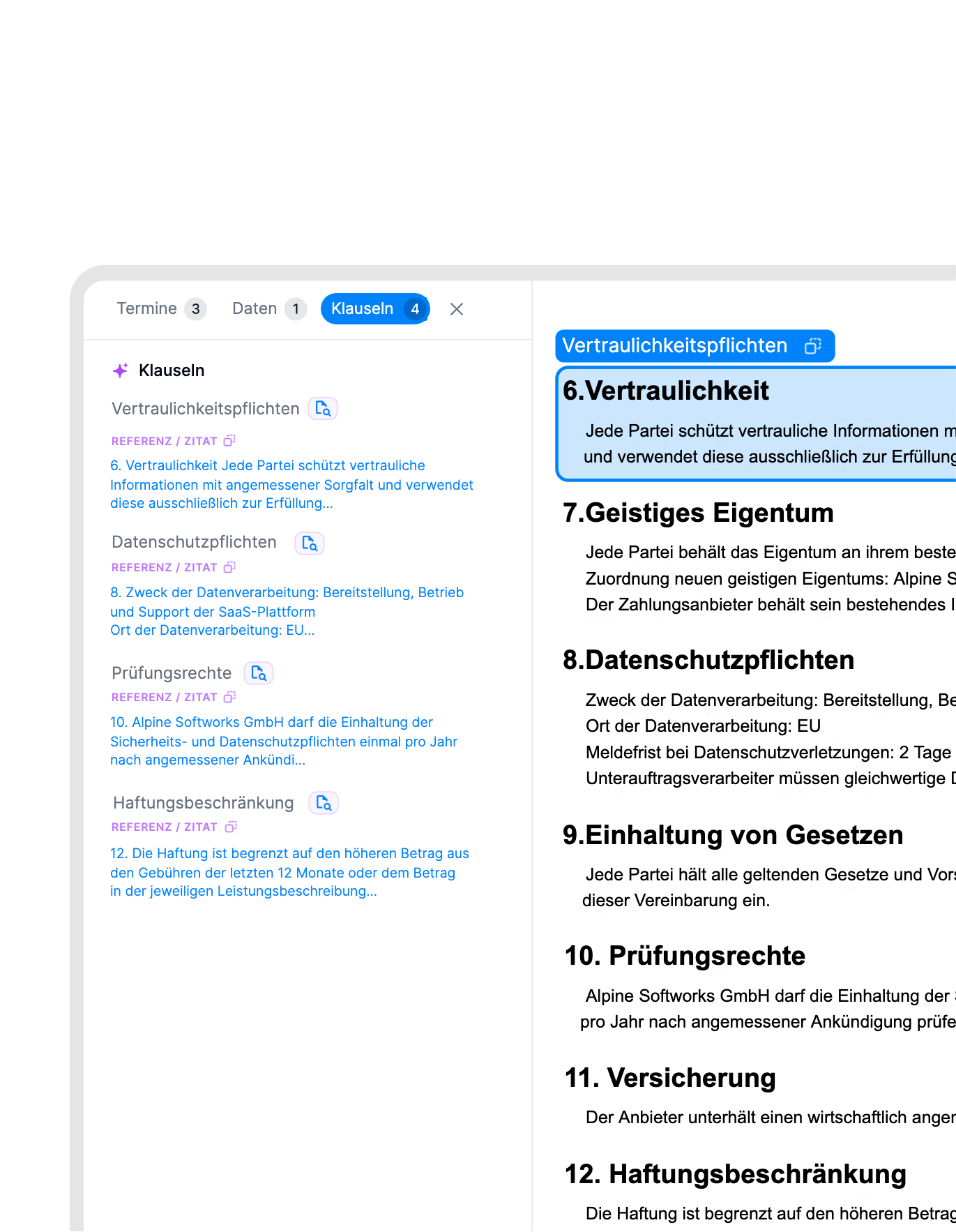 Vertragsdaten, die für dich arbeiten.
