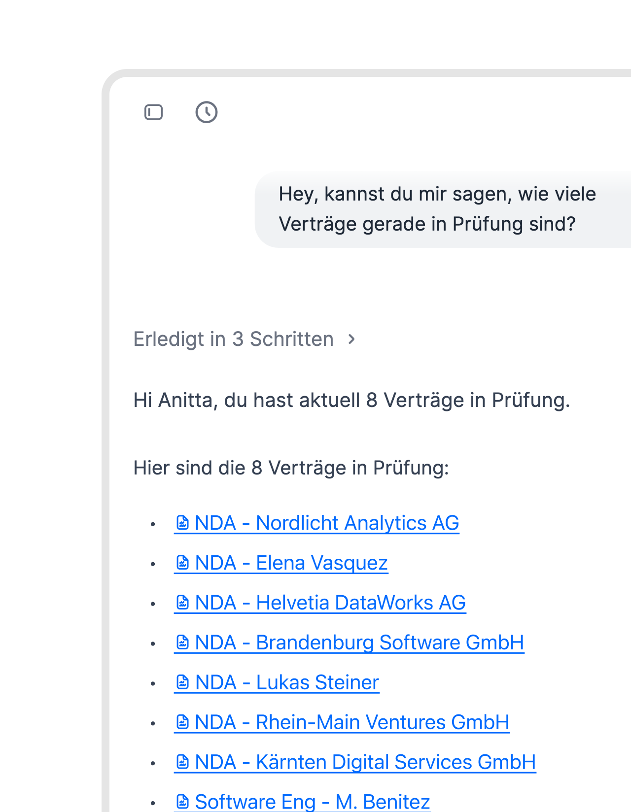 Frag deine ganze Vertragsablage, nicht nur eine Datei.