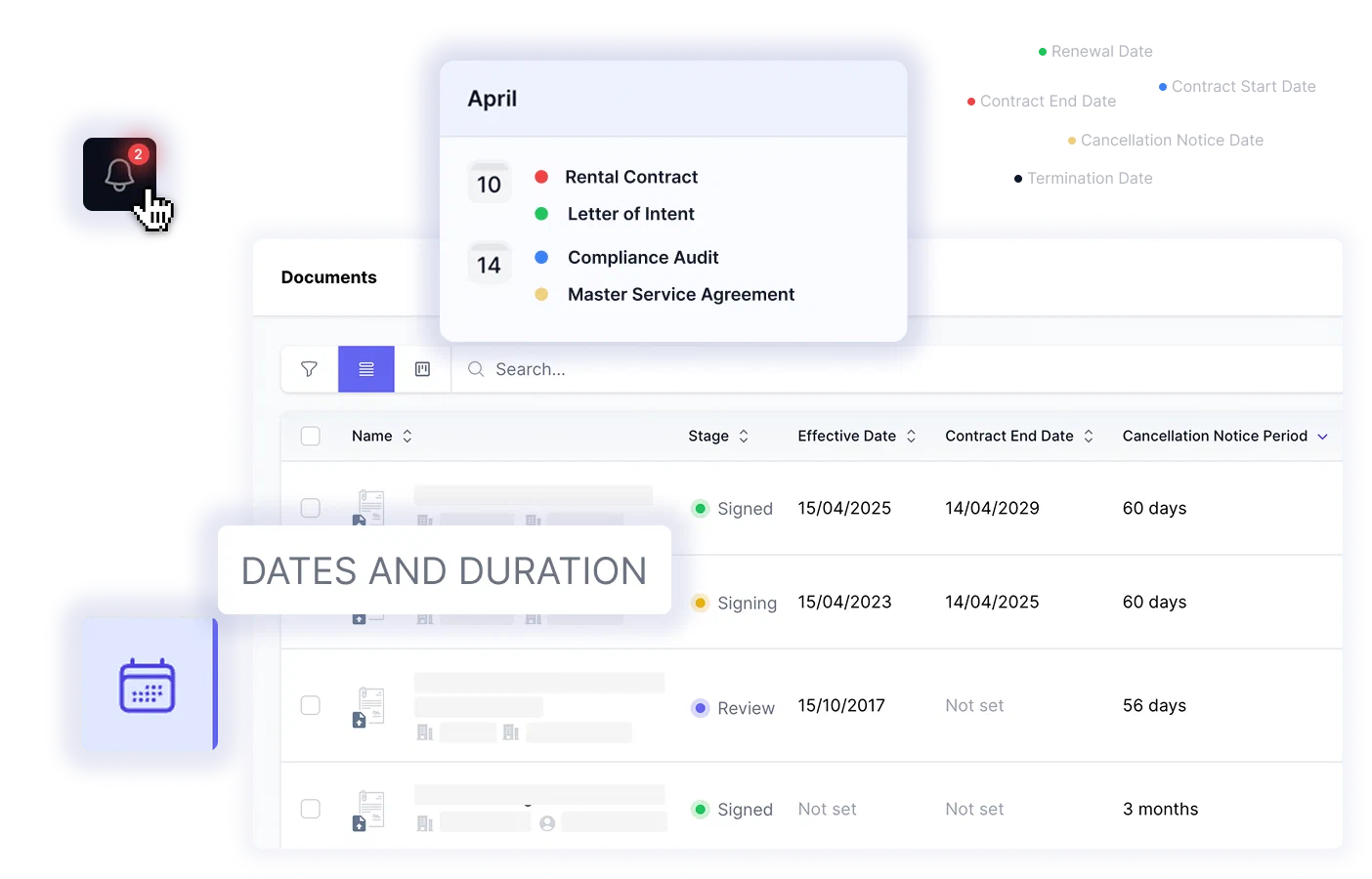 Document list in fynk