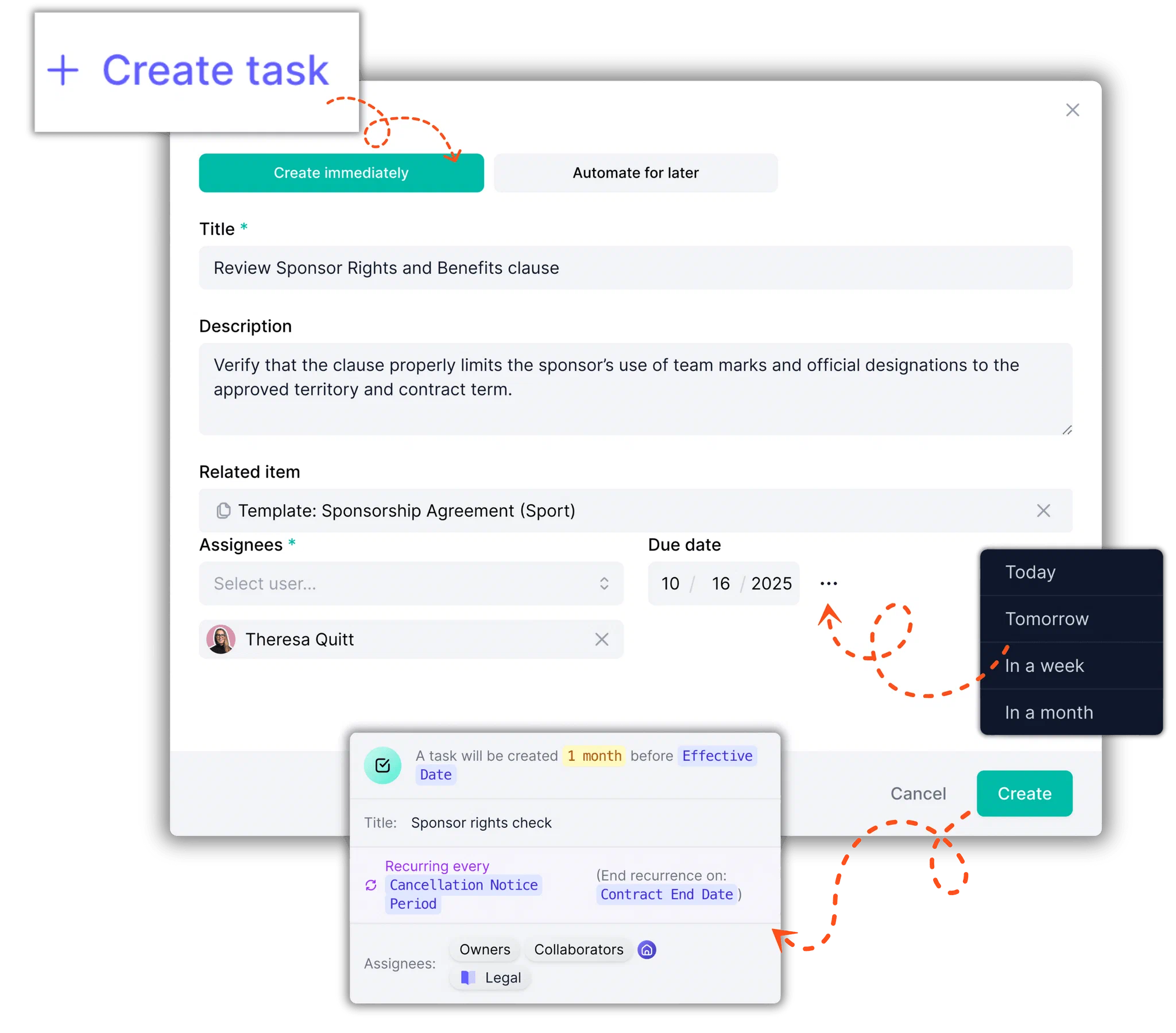 Create immediate task in fynk dashboard