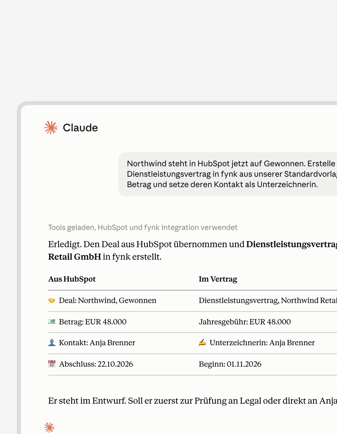 Dein CRM, dein Postfach und deine Verträge in einem Gespräch.