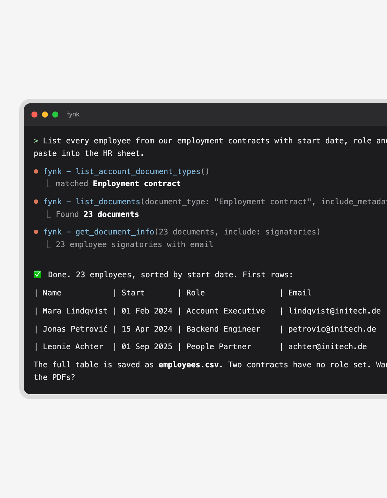 Turn a pile of contracts into one clean table.