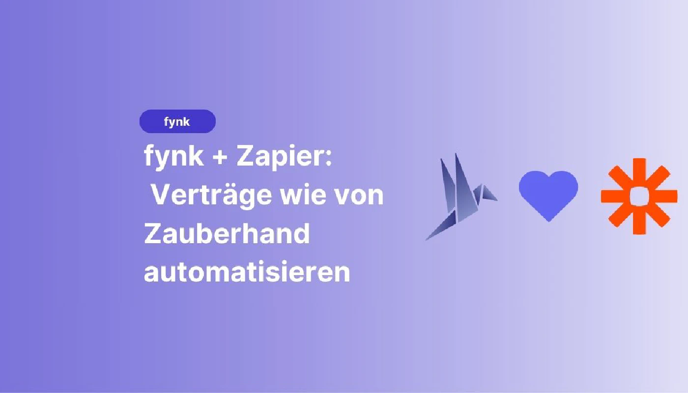 Blog post cover image: fynk + Zapier – Verträge wie von Zauberhand automatisieren