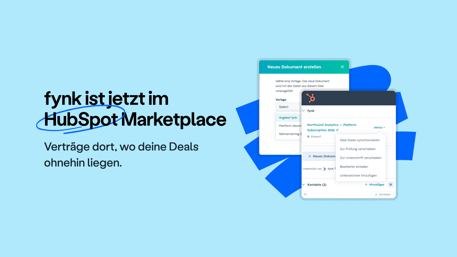 fynk ist jetzt im HubSpot App Marketplace