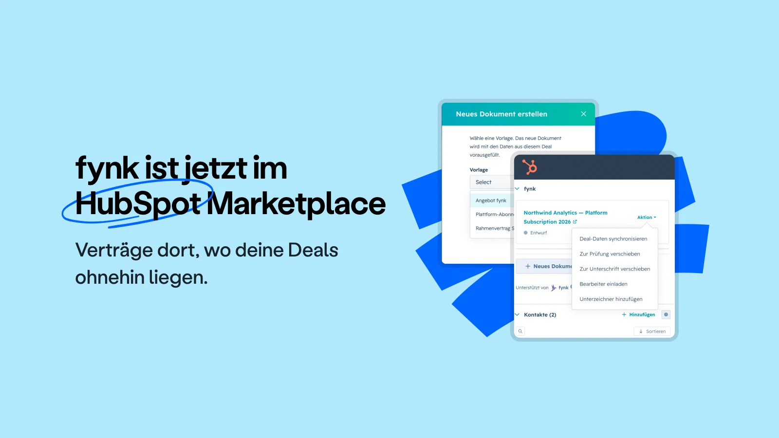 fynk ist jetzt im HubSpot App Marketplace