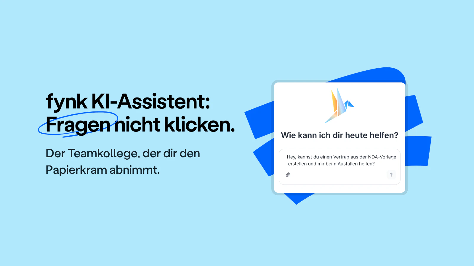 Blog post cover image: Der fynk KI-Assistent ist da: Fragen statt klicken.