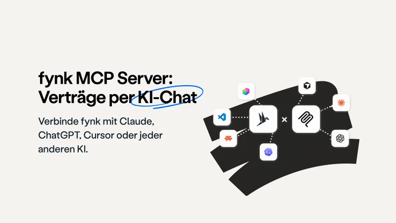 Blog post cover image: fynk MCP Server: Verträge erledigen mit deinem liebsten KI-Tool