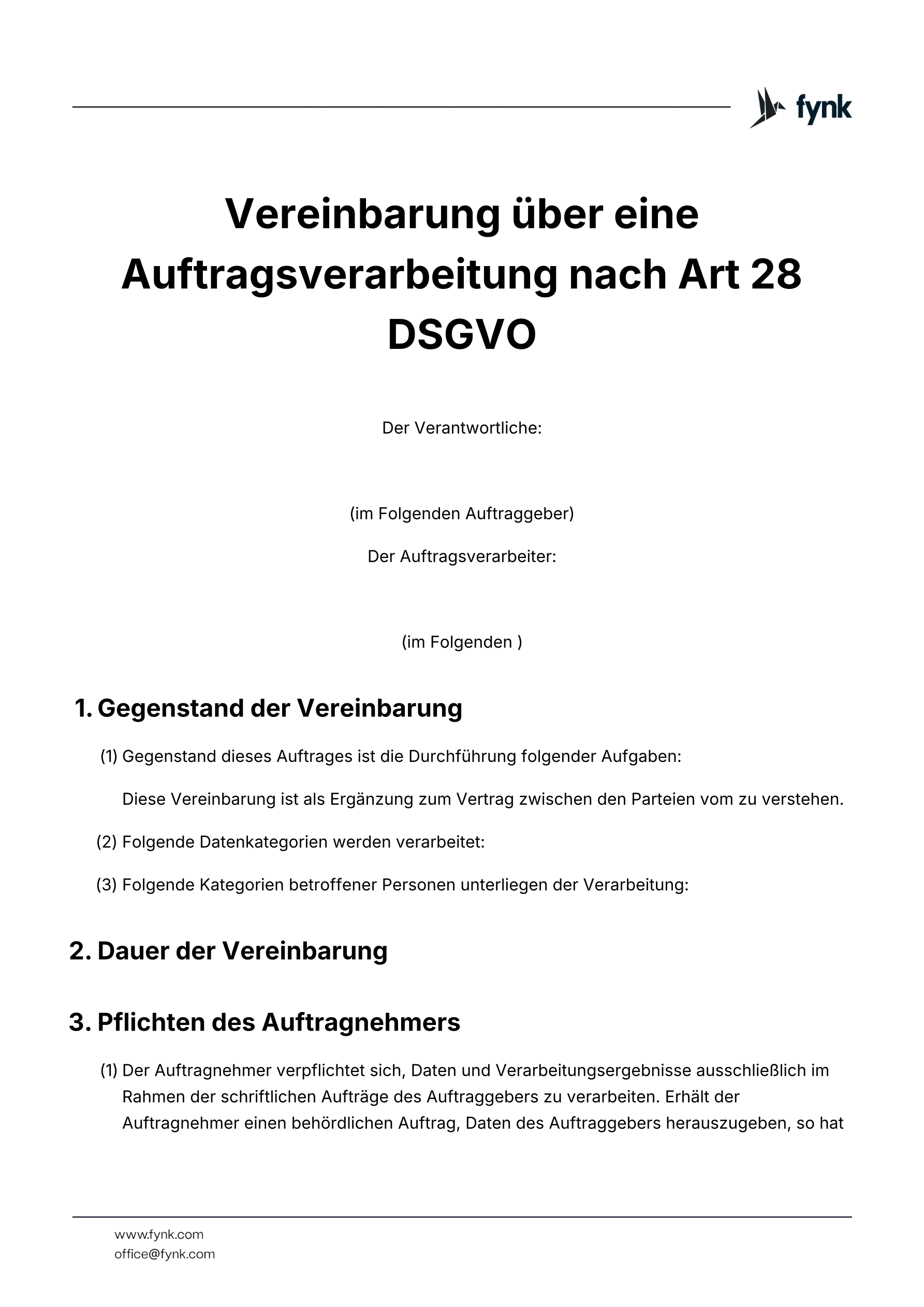 Auftragsverarbeitungsvertrag (DSGVO)