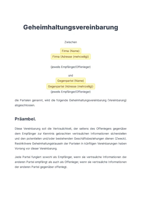 Vorschau der Vorlage, Seite 1