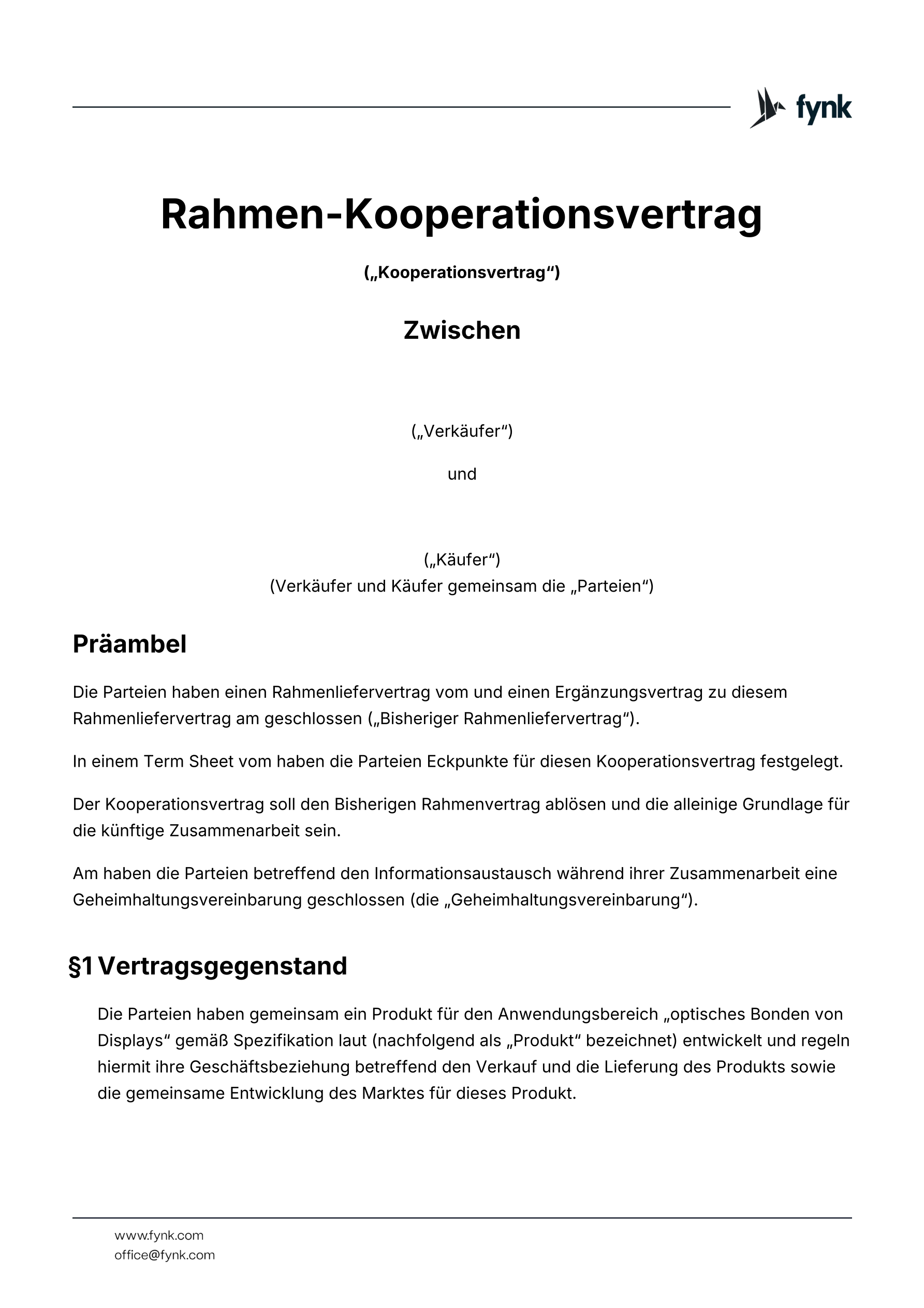 Rahmen-Kooperationsvertrag