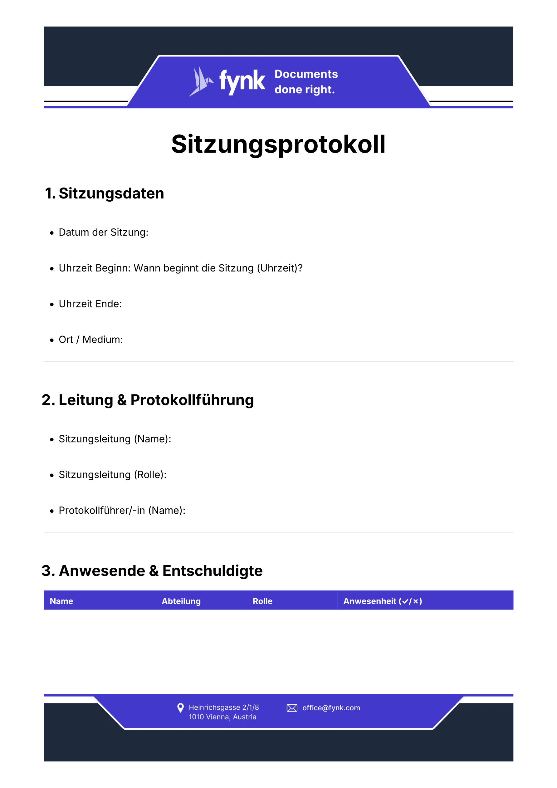 Sitzungsprotokoll Vorlage template screenshot