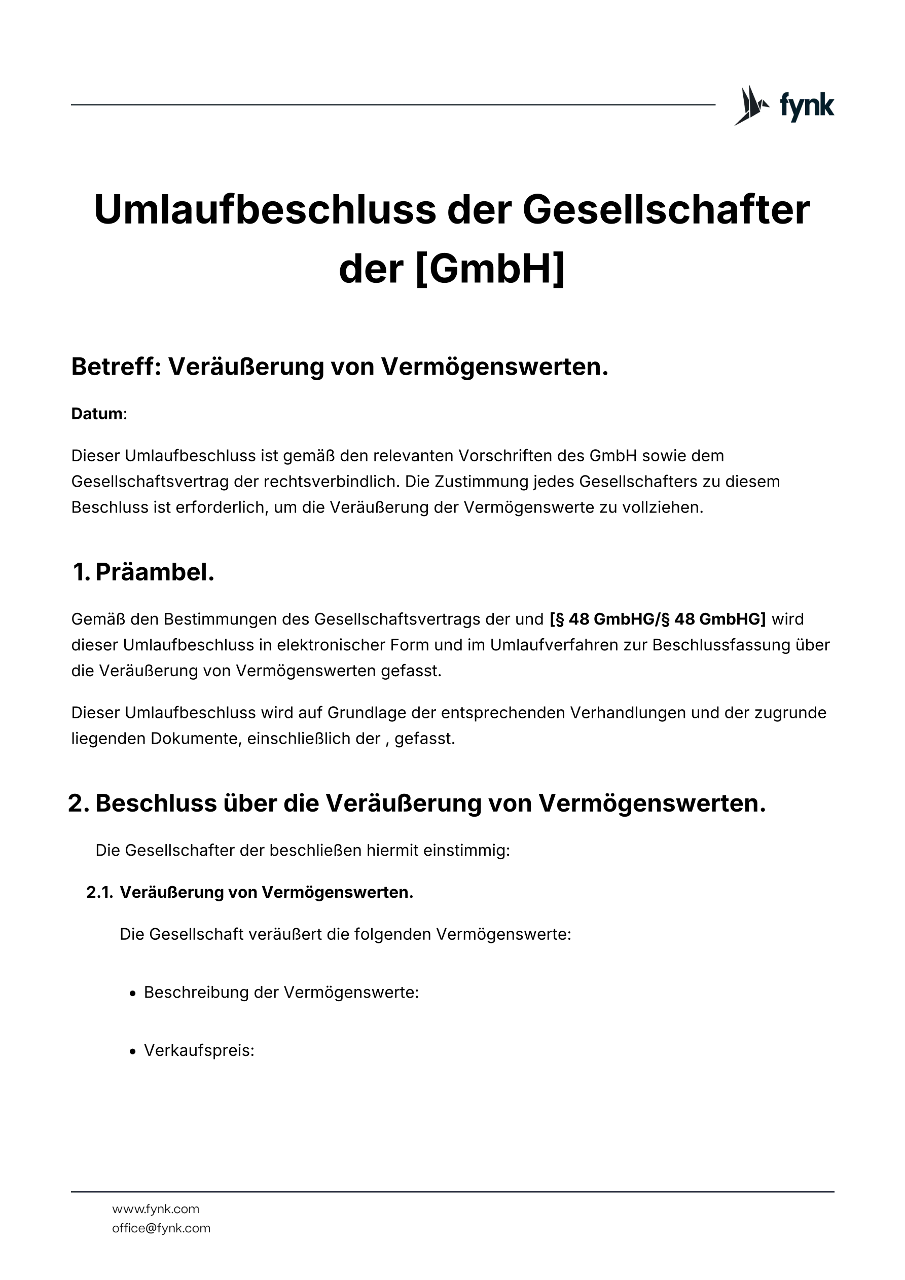 Veräußerung von Vermögenswerten