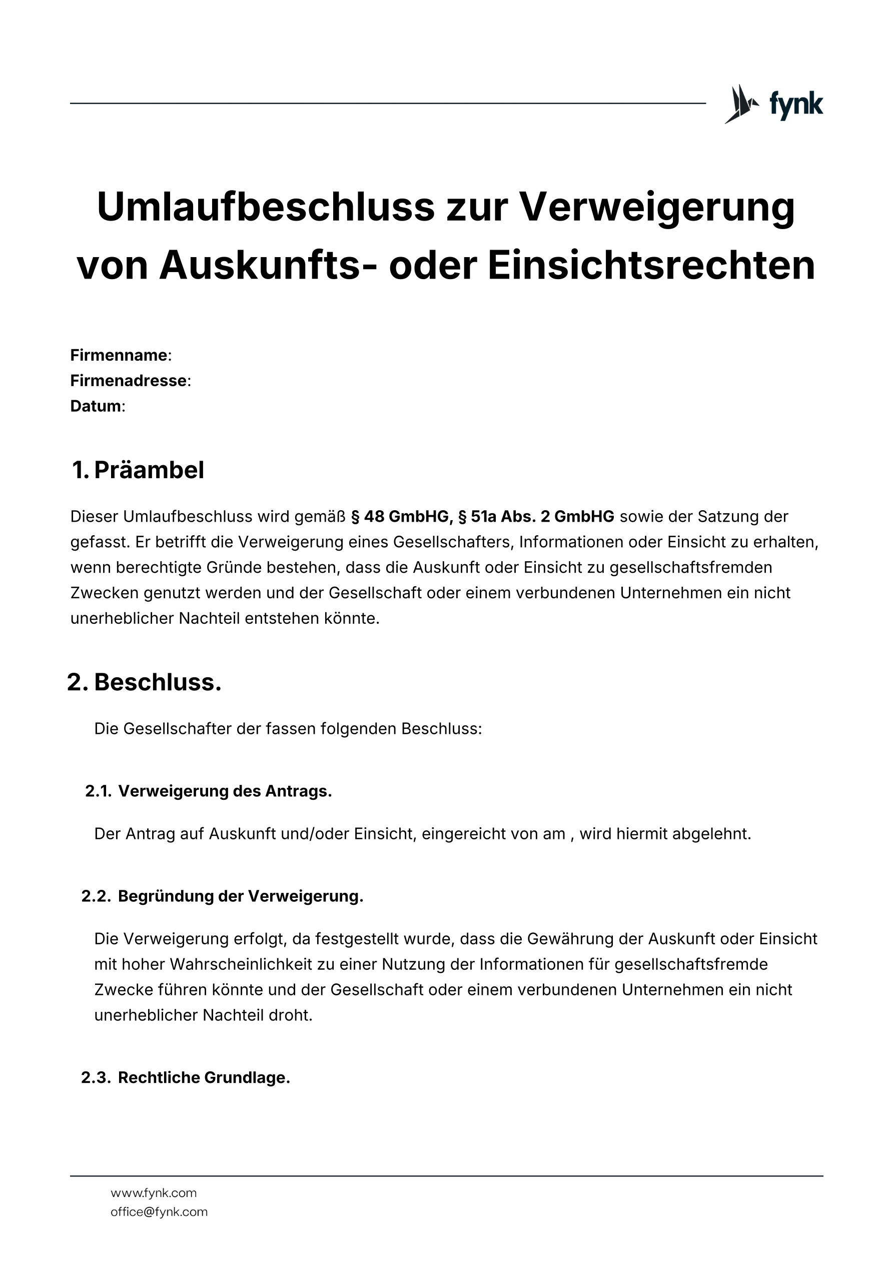 Verweigerung von Auskunfts