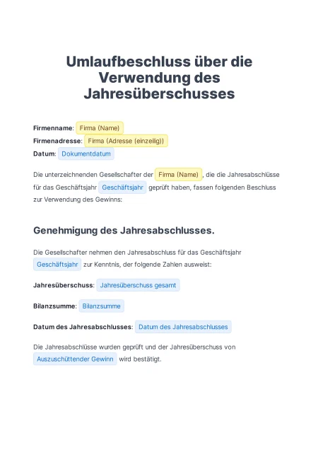 Vorschau der Vorlage, Seite 1
