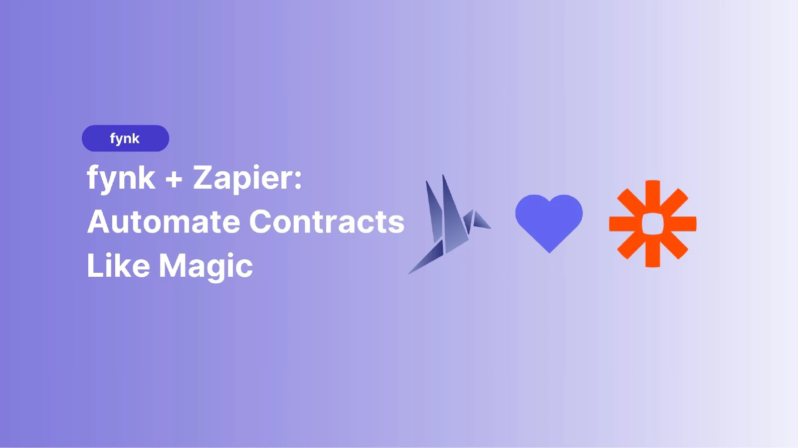 Blog post cover image: fynk + Zapier - automate contracts like magic