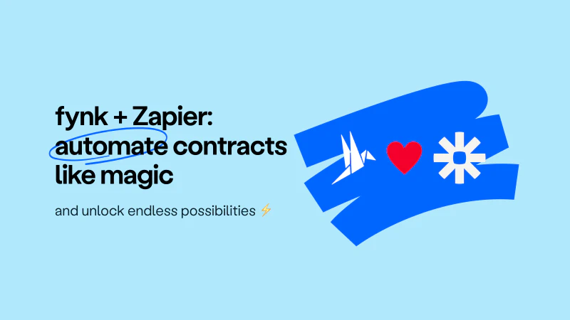 Blog post cover image: fynk + Zapier: automate contracts like magic