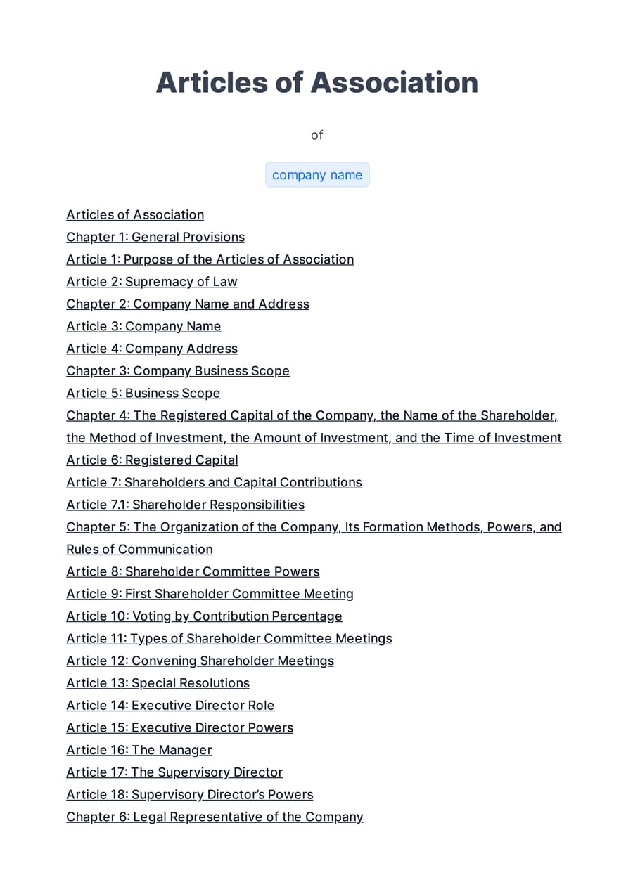 Articles of association