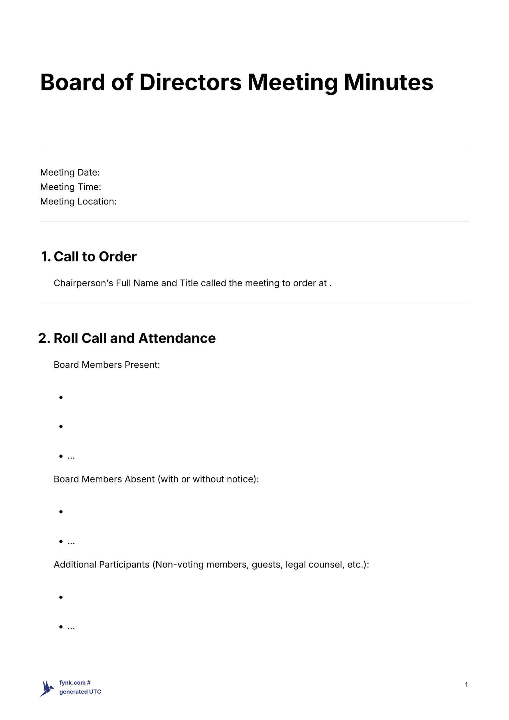 Board Meeting Minutes screenshot