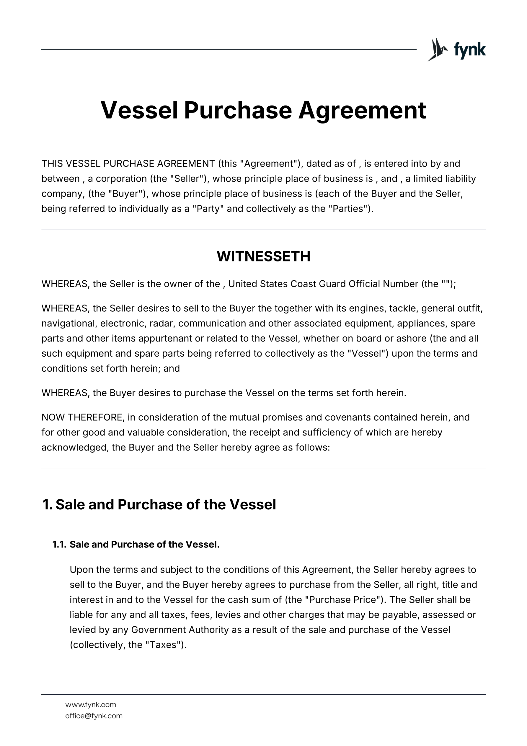 Boat Sale Agreement Template (Vessel Purchase Contract) template screenshot
