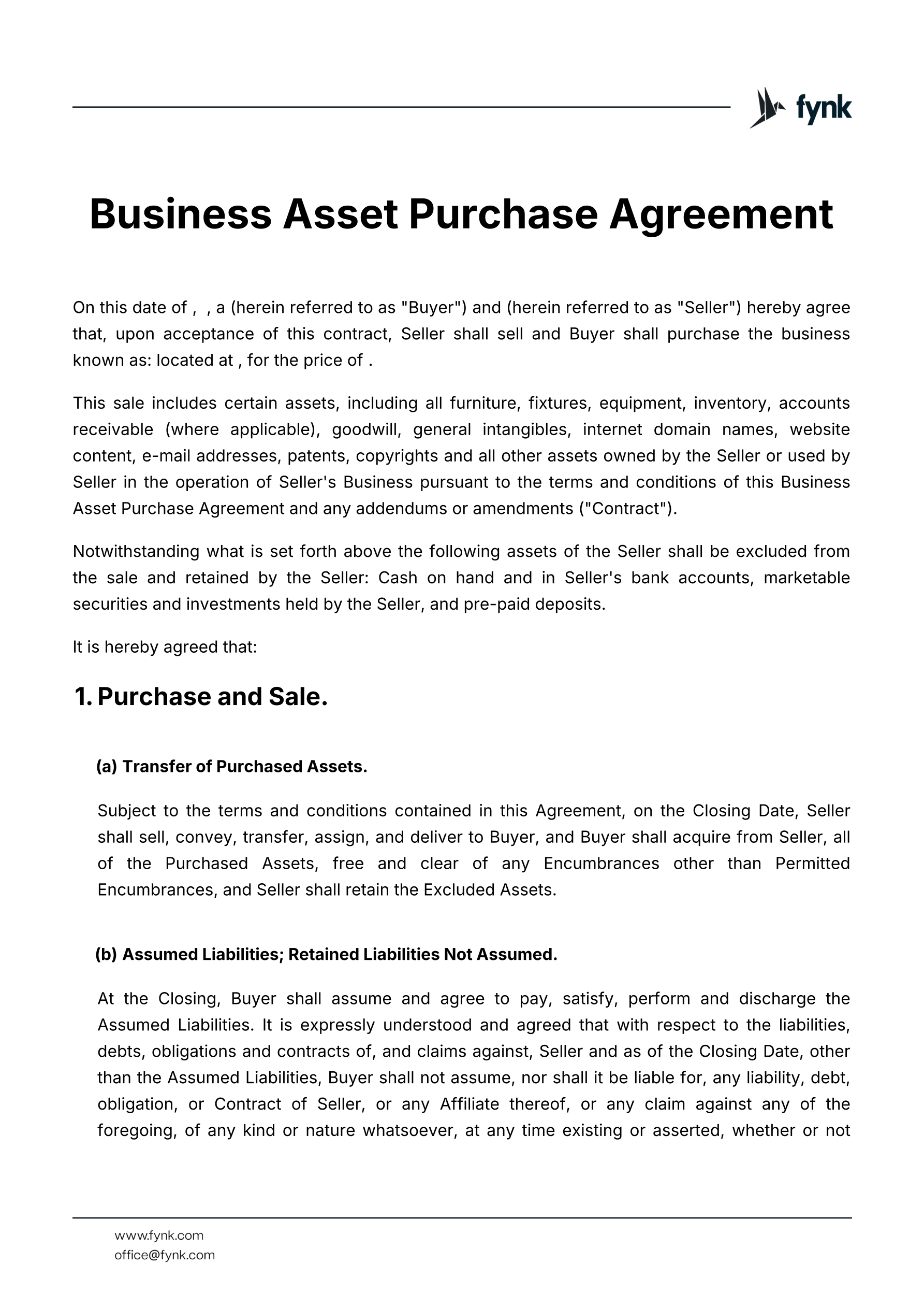 Business Asset Purchase
