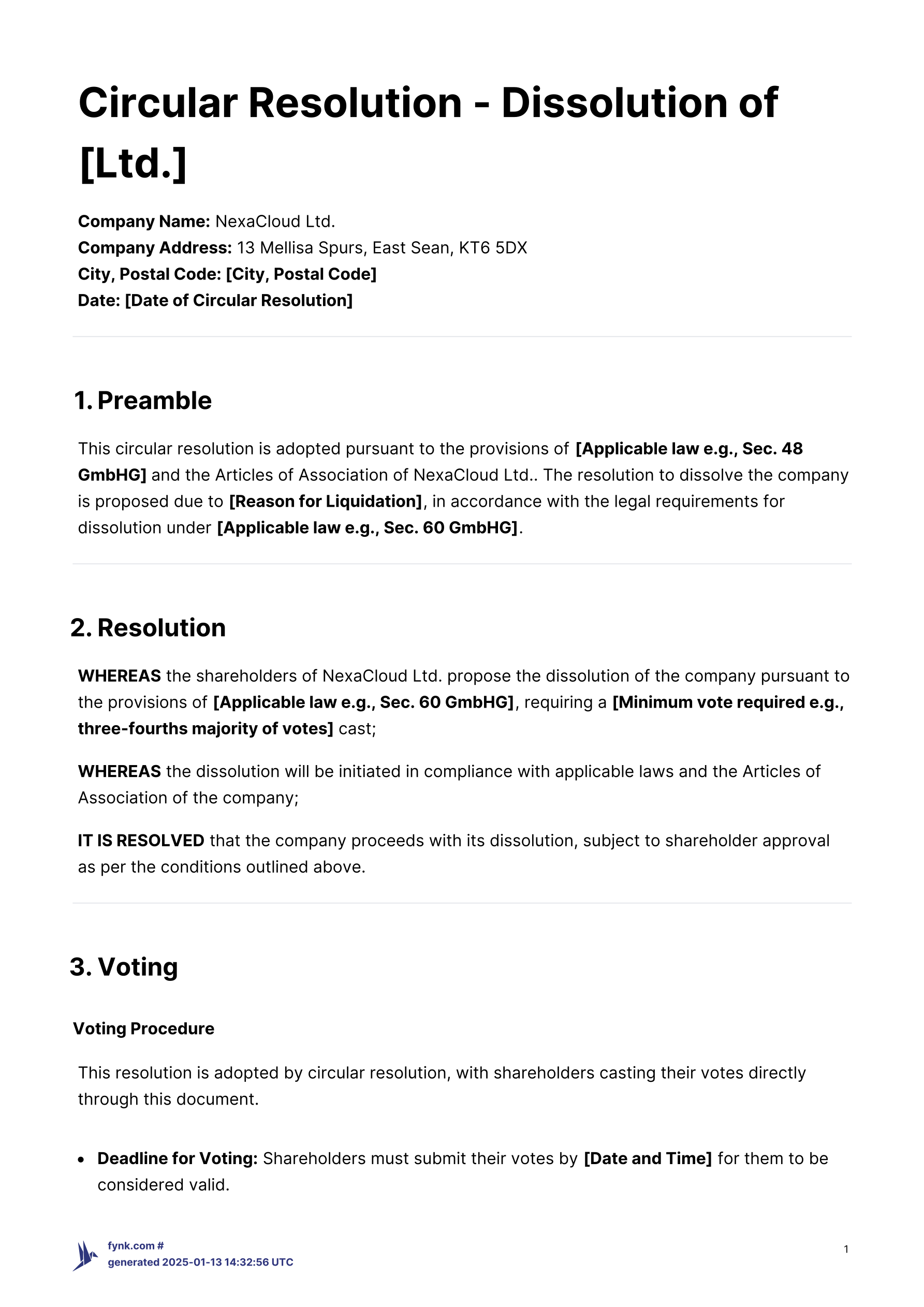 Circular Resolution for Dissolution of a Ltd - Template template screenshot