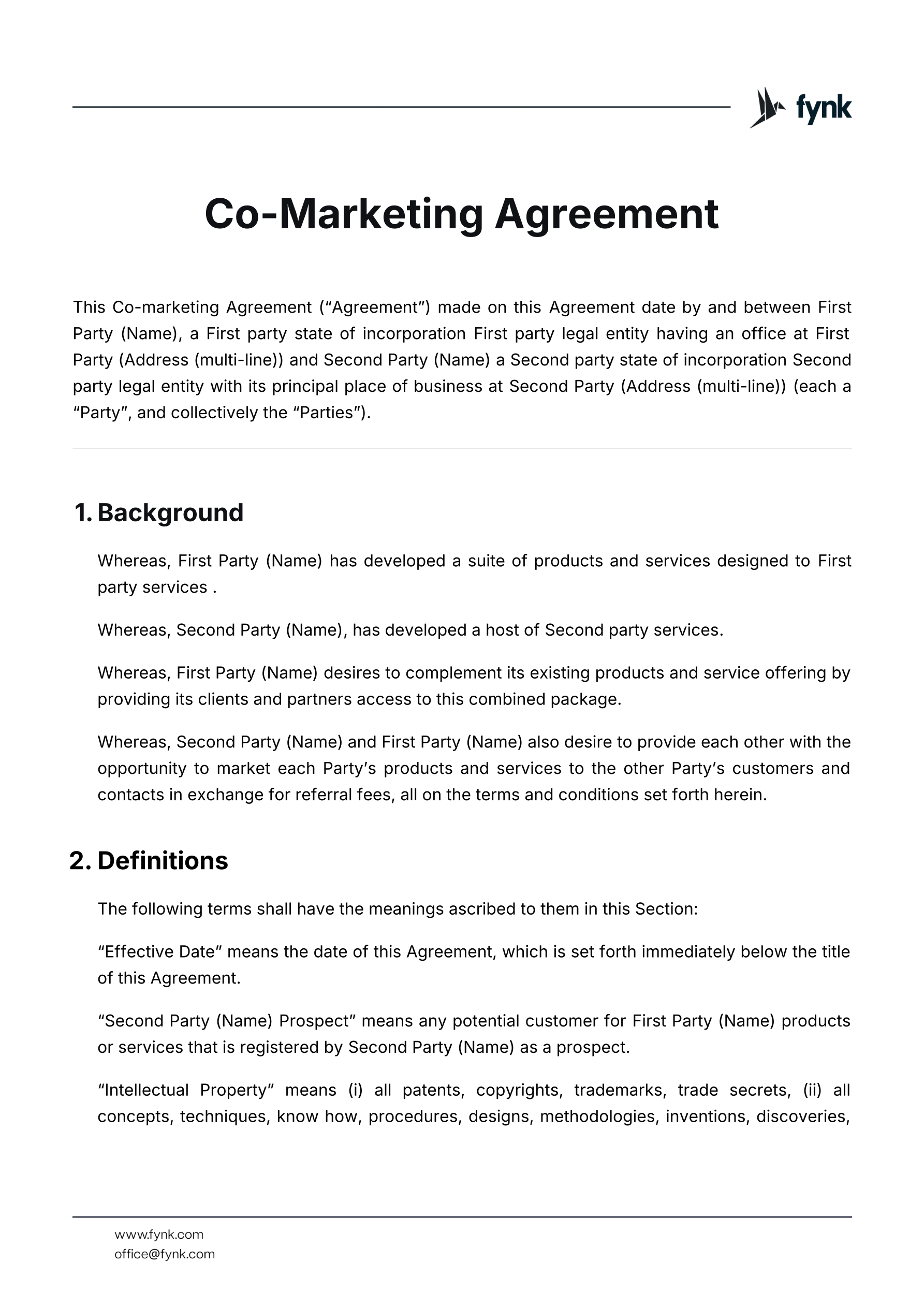 Co-marketing agreement