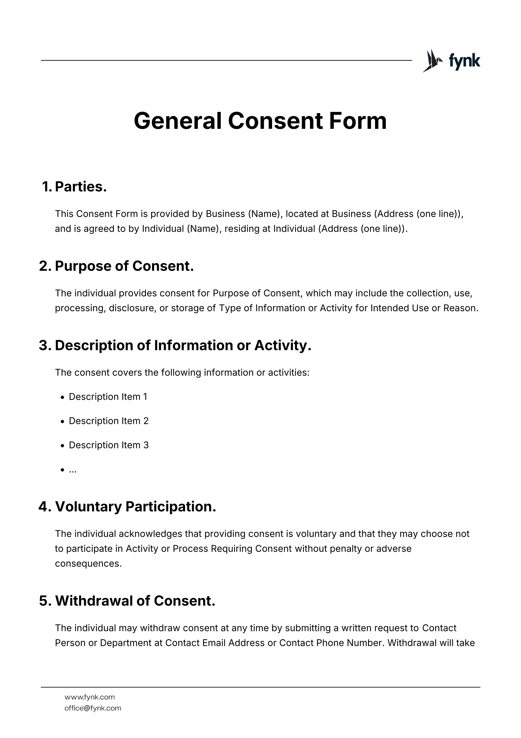 General consent form
