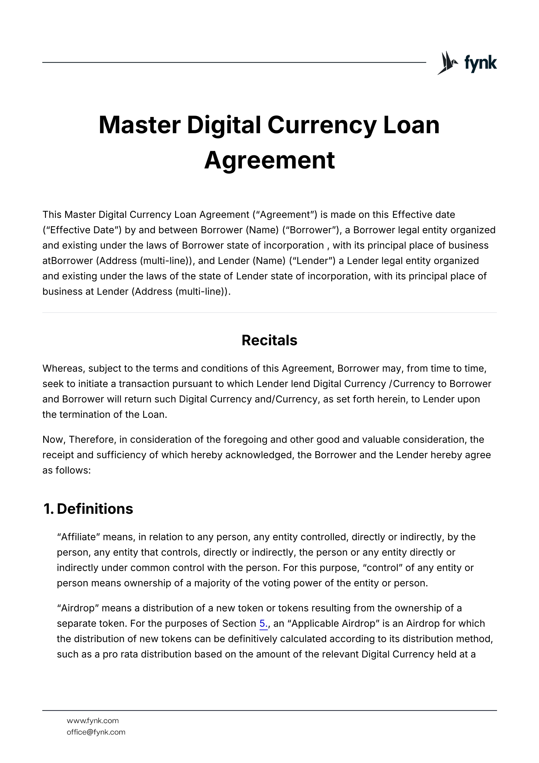 Digital currency loan