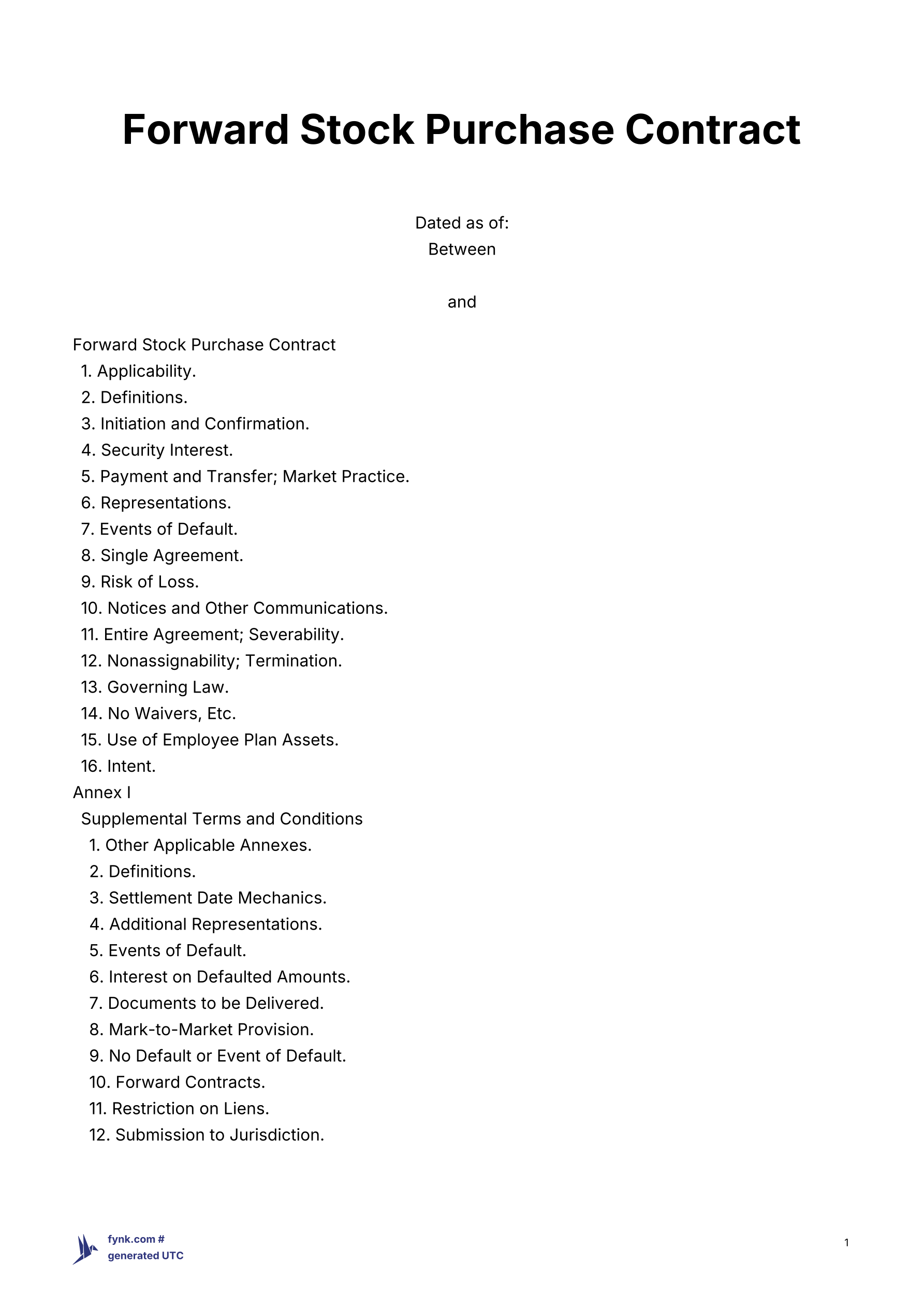 Master Securities Forward Transaction Agreement Template template screenshot