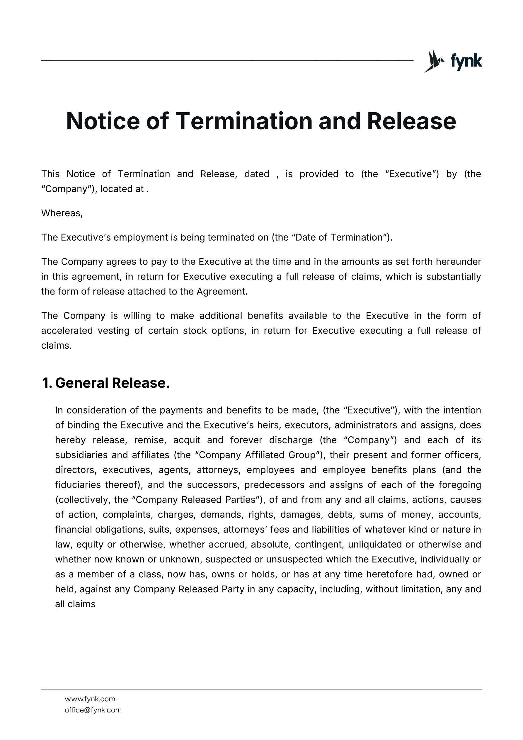Notice of termination