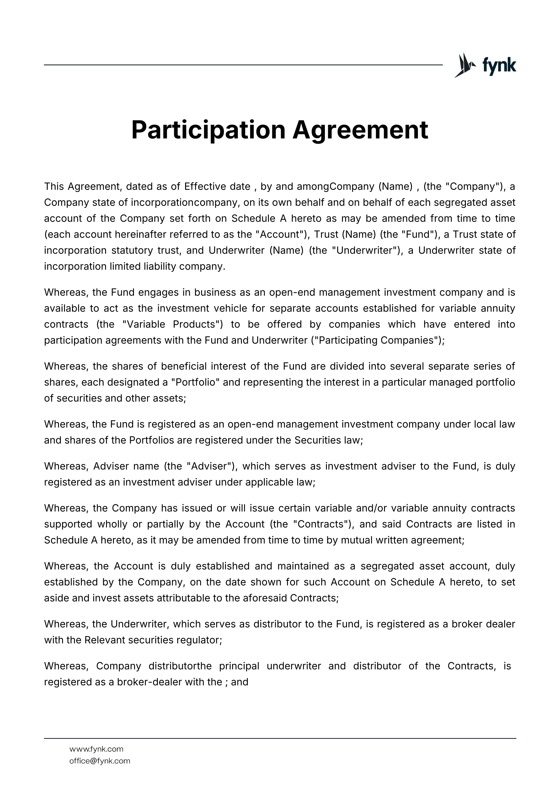 Participation agreement