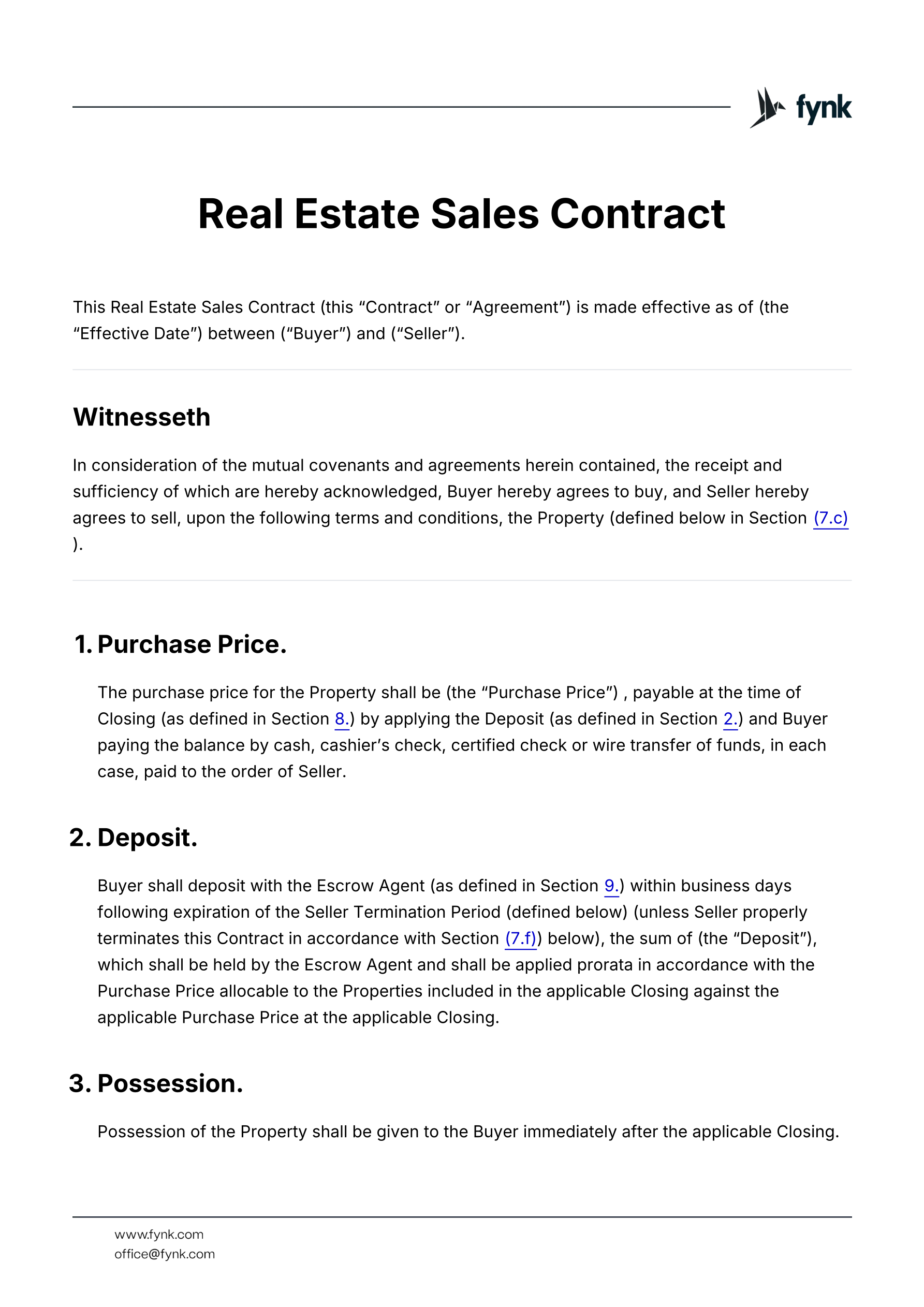 Real Estate Sales Contract Template template screenshot