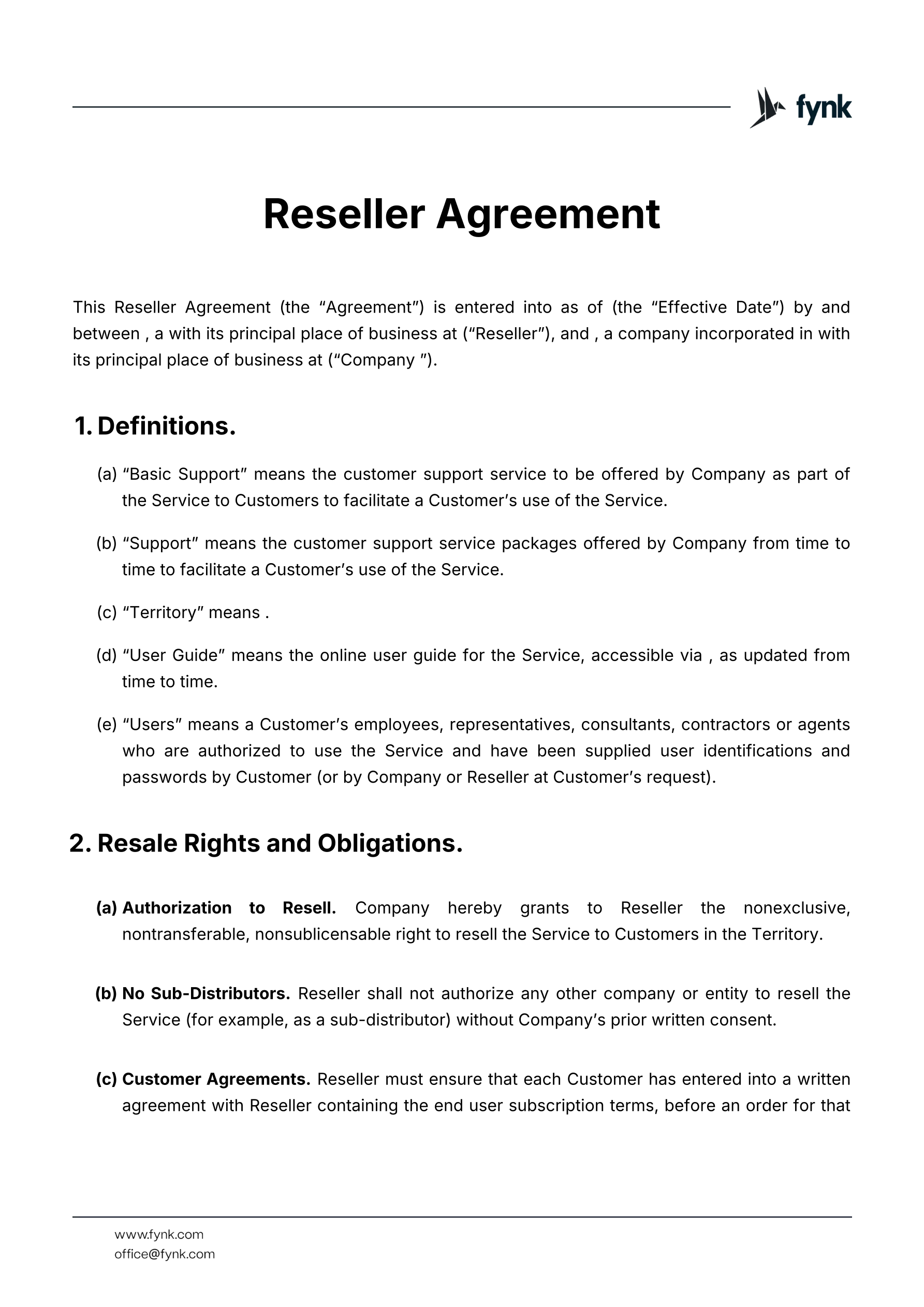 Reseller Agreement