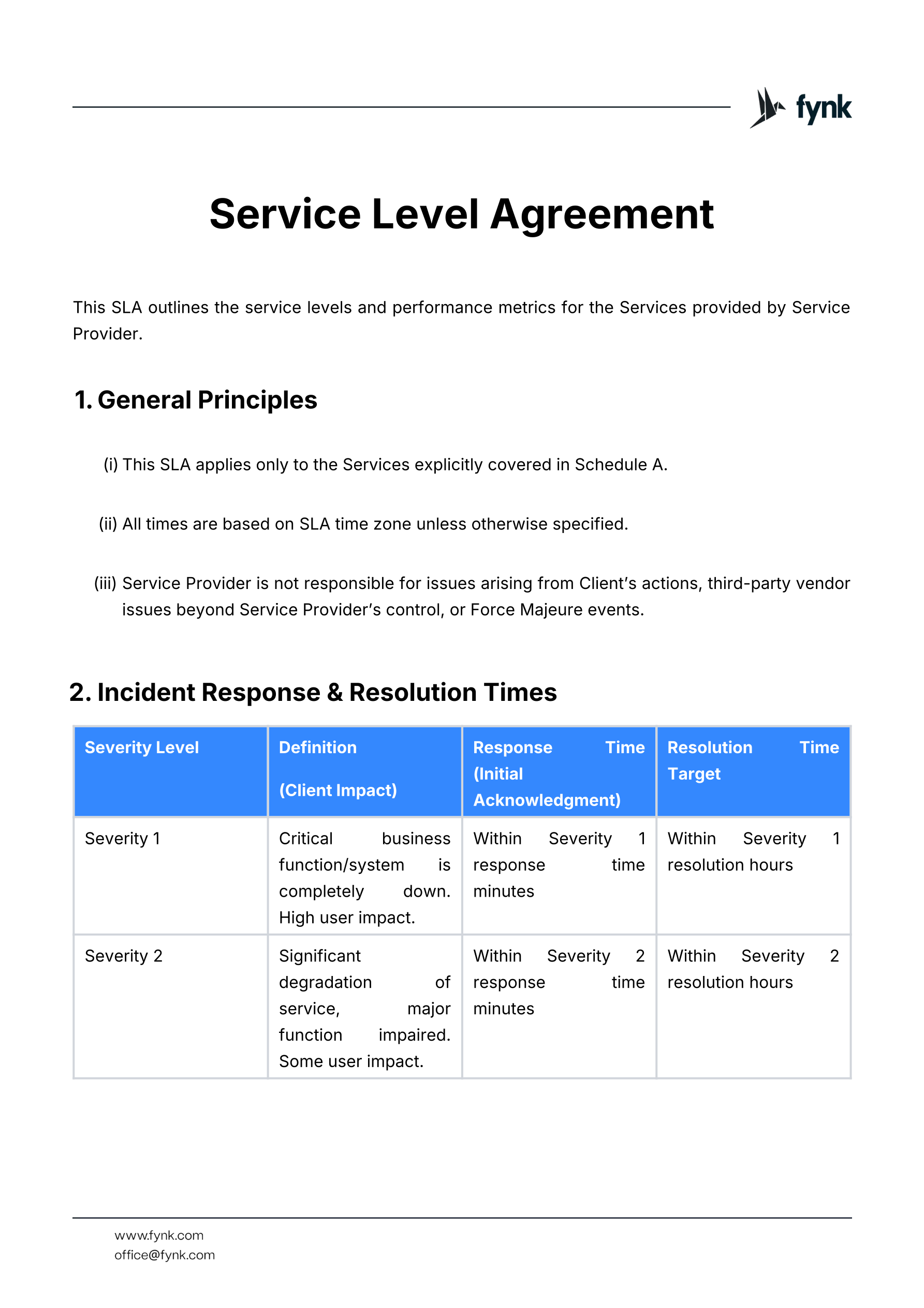 Service level