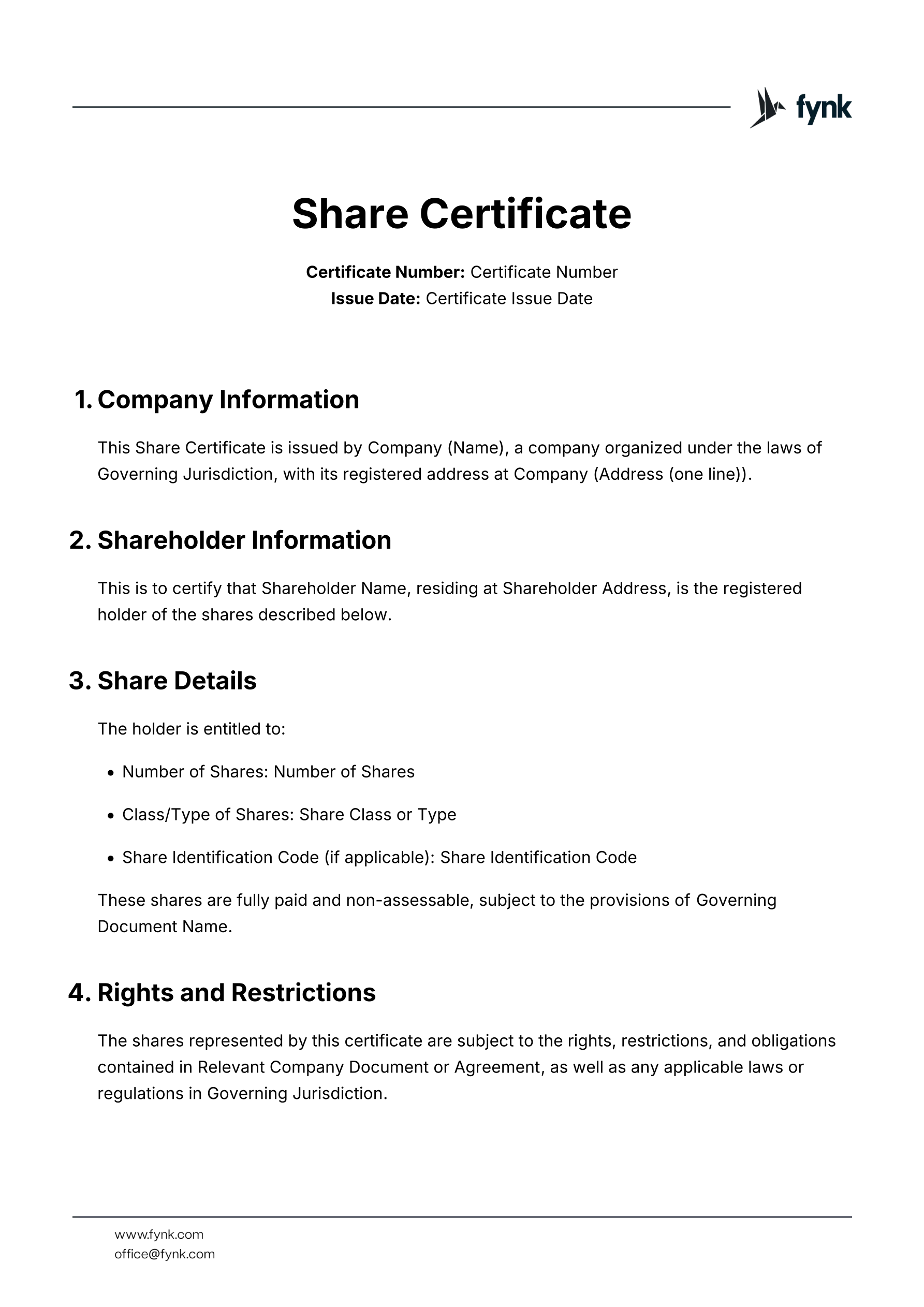 Share certificate