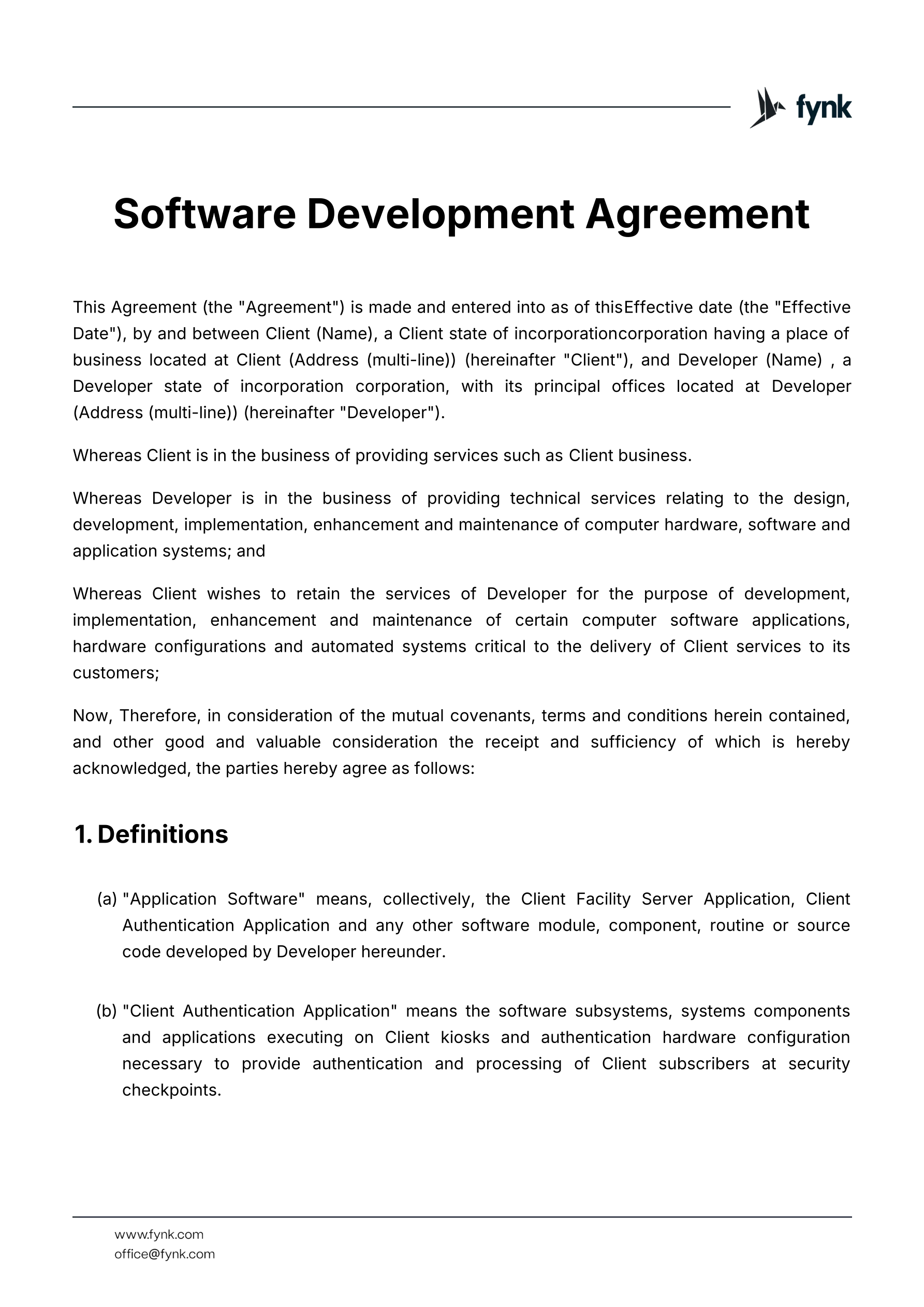 Software Development Contract screenshot