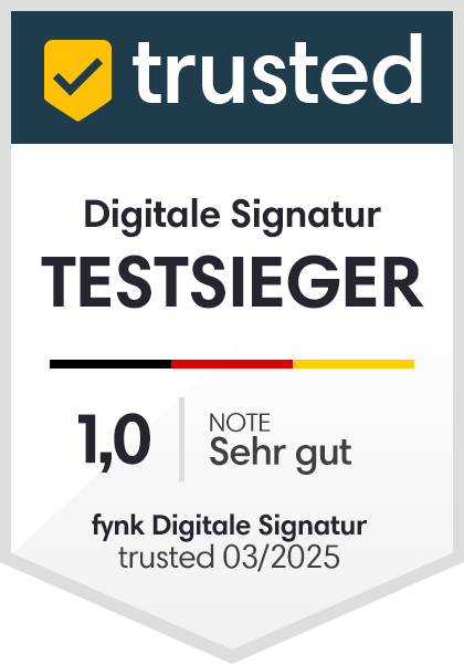 Trusted.de Testsieger der Kategorie digitale Signatur 2024 Abzeichen