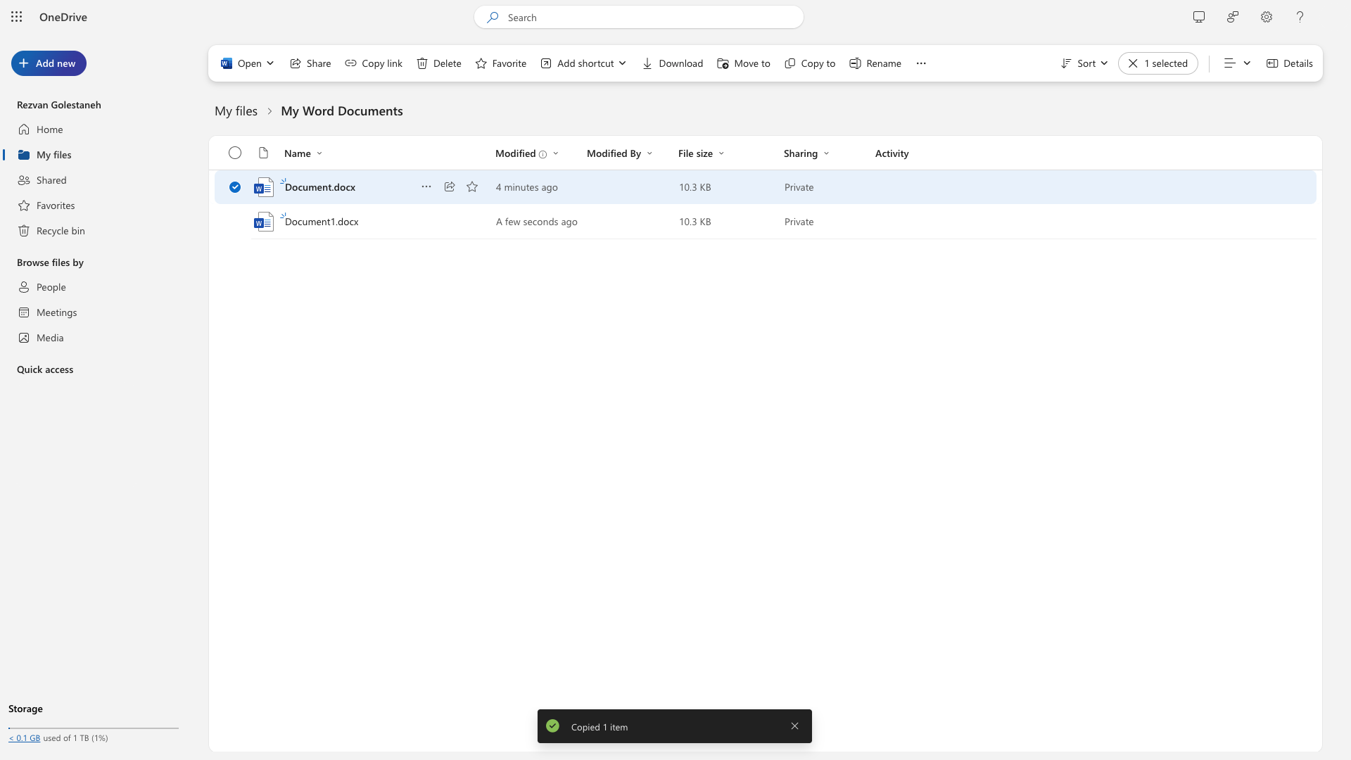 Duplicate Word file in OneDrive web interface Duplicate Word file in OneDrive web interface