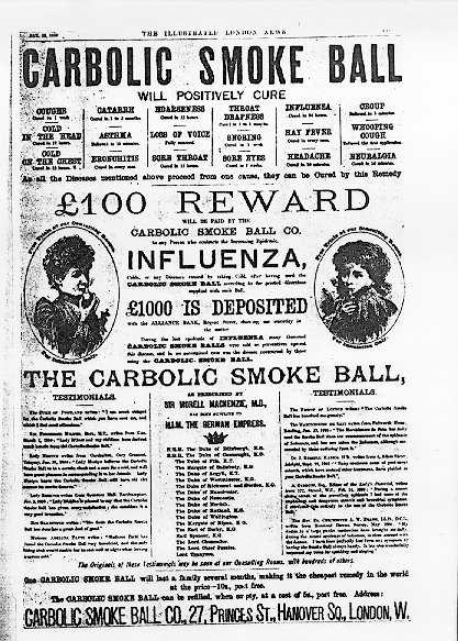 *Carbolic Smoke Ball Co reward ad*